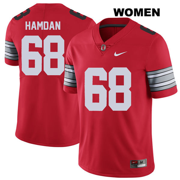Ohio State Buckeyes Women's Zaid Hamdan #68 Red Authentic Nike 2018 Spring Game College NCAA Stitched Football Jersey HR19A44PS